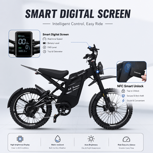 จักรยานเสือภูเขาความเร็วสูง EU 60 กม./ชม. รุ่น GT2000 มอเตอร์ 2000W แบตเตอรี่ลิเธียม 48V 30Ah สำหรับทุกสภาพพื้นผิว จักรยานไฟฟ้าออฟโรด - Product Image 5