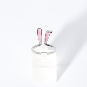 Vente en gros de bagues en argent pur 925, bague en argent simple, bague mignonne en forme d'oreille de lapin - Product Image 1