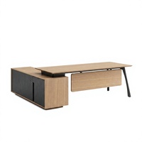 Bureau de direction moderne en bois avec base en fer, tiroir de rangement, poste de travail pour bureau