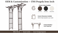 Arche de jardin florale en fer, durable, imperméable, avec panneaux latéraux décoratifs, support pour plantes grimpantes, pour allée d'entrée