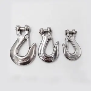 3/8" Clevis Slip Hook with Safety Latch Chain Hooks Solid Clevis Grab Hooks for Deck Hauler Receiver Hitches Trailer Wiring