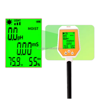 Testeur de sol 6-en-1 avec écran LCD rétroéclairé, rotation à 45 degrés, mesure de l'EC du sol, du pH, de la lumière, de l'humidité de l'air et de l'humidité du sol