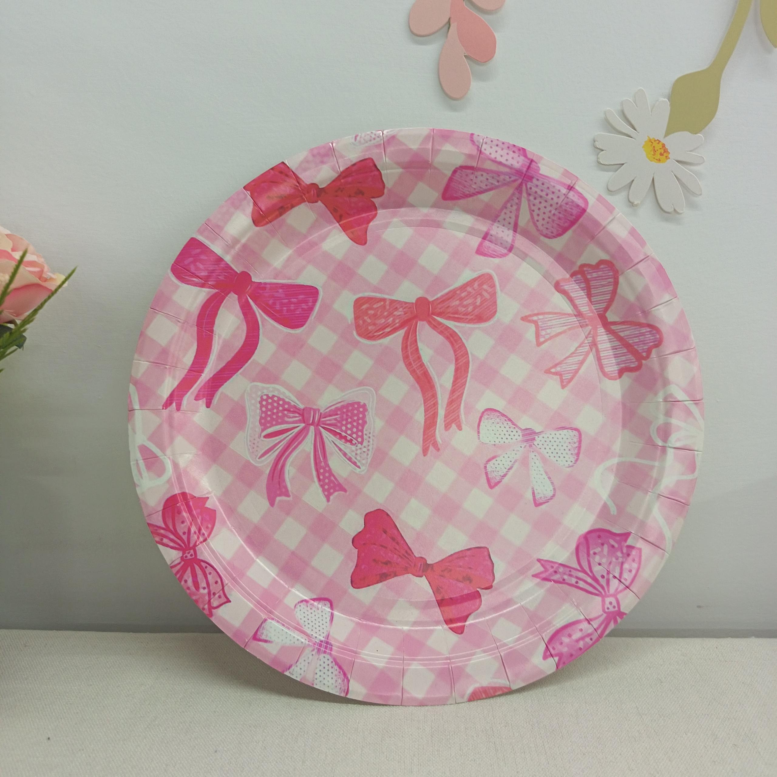 Plato de papel rosa de 9 pulgadas * 8 piezas