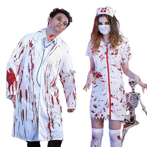 Halloween Masquerade kostum Zombie horor berdarah bola mewah pakaian seragam pasangan Cosplay perawat wanita dewasa dokter Cos