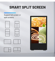 Papan Reklame Digital Portabel Bertenaga Baterai dengan Roda, Bingkai Lipat, Pemutar Iklan Luar Ruangan, Poster Trotoar WiFi UHD Totem