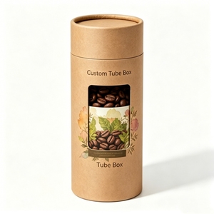 Custom Biodegradable Kraft Paper Tube Packaging With Clear Window Food Grade For <b>Coffee</b> <b>Beans</b> And Organic Tea - Product Image 4