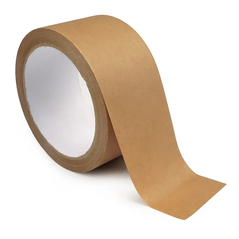 Eco friendly writable brown kraft paper packing tape water activated craft paper tape for label masking sealing packaging tape
