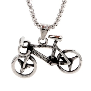 Collier pendentif moto rétro en acier inoxydable pour homme, breloque vélo sportive et originale, couleur argent - Product Image 2