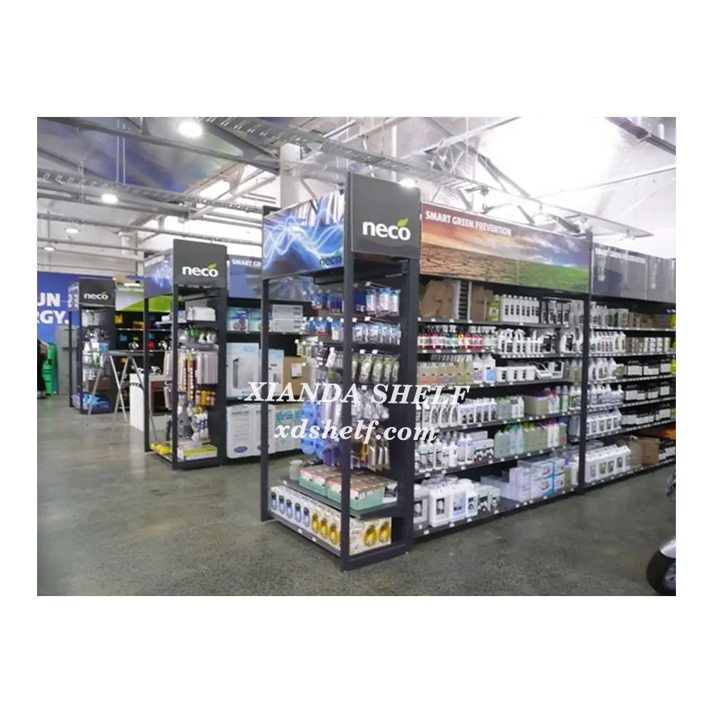 DIY Shop Integrierter Showroom Display Rack Möbel Showroom Supermarkt Rack LED Lampen box/Werbetafel/Oberes Regal