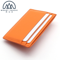 Dompet Kartu Saku Mewah Logo Kustom Anti Maling Tipis Kulit Asli Pemblokir Rfid Tempat Kartu Kredit Bisnis