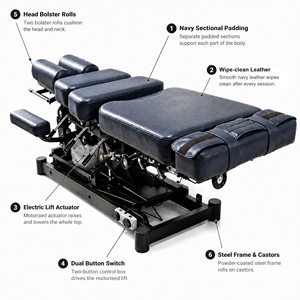 Mesa de Masaje Quiropráctica Eléctrica Reclinable y Removible de Alta Resistencia con Mecanismo de Descenso para Clínica Médica, Hospital y Gimnasio - Product Image 2