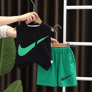 2025 nuovo completo gilet alla moda sottile estivo da ragazzo senza maniche e pantaloncini per abbigliamento sportivo per bambini - Product Image 3