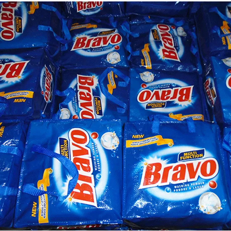 OEM Bravo-detergente en polvo para ropa, detergente activo de alta densidad con el nombre de la marca