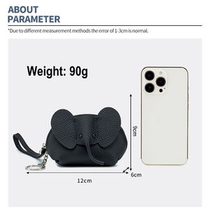 Porte-monnaie éléphant mignon AndoBag pour femmes, mini sac de rangement en cuir de vache véritable, pochette de mode pour dames - Product Image 4