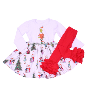 Boutique bambini <span class=keywords><strong>inverno</strong></span> natale <span class=keywords><strong>abbigliamento</strong></span> <span class=keywords><strong>abbigliamento</strong></span> personalizzato stampa <span class=keywords><strong>autunno</strong></span> ragazza manica lunga 2 pz all'ingrosso <span class=keywords><strong>abbigliamento</strong></span> per bambini - Product Image 3