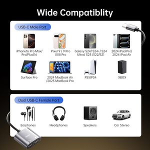 <span class=keywords><strong>Adaptateur</strong></span> Chargeur USB-C Double Type-C Biaze pour Ordinateur Portable et Téléphone Portable, 1 Entrée 2 Sorties, Charge Rapide 60W, en Alliage d'Aluminium - Product Image 4