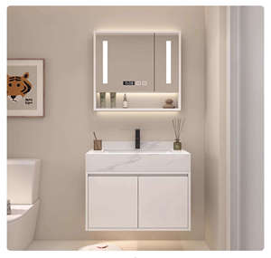 Modern Style Solid Wood Bathroom Wall Cabinet with Integrated Rock Board Washbasin <b>Combination</b> for Hotels - Product Image 2