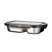 Lonchera Ecológica de Acero Inoxidable con Bandeja Divisoria Integrada, Interior Liso Espejo, Cierre de Cuatro Lados para Conservación de Frescura