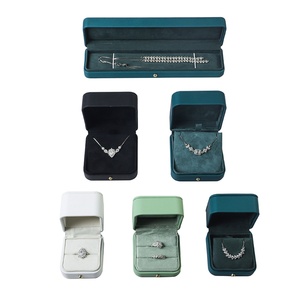 Wholesale Custom High Quality Luxury Hot Selling Metal Buckle Suede Necklace Ring Jewelry <b>Box</b> Suede Jewelry <b>Box</b> Simple Beige - Product Image 1