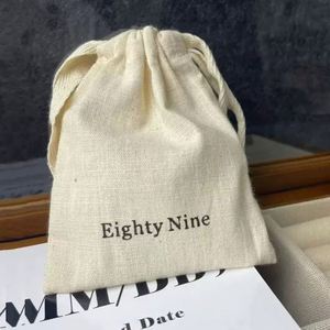 High Quality Cotton <b>Drawstring</b> <b>Pouch</b> Custom Cotton Packaging Bag Beige Cotton <b>Drawstring</b> Bag With With Herringbone String - Product Image 2