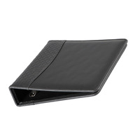 Carpeta de Anillas Henwei con Patrón de Cuadrícula, en Cuero PU Negro, Resistente, Portadocumentos, Diseño Personalizable, Logotipo Personalizado, para Uso en Oficina