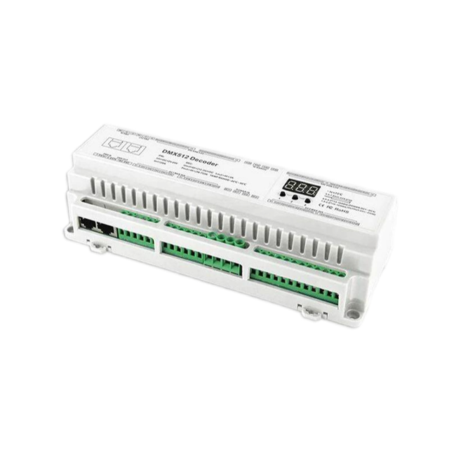 BC-640-DIN 24/32/40CH DC12V-24V 8 Bit16 Bit DIN Rail High Power DMX512 Constant Voltage Decoder