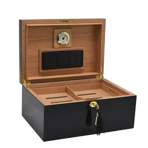 Cigar Humidor With Hygrometer Humidifier Cedar Wood Humidor Box Cigar Case Fit 100-120 Cigars Cabine