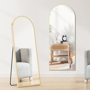 Arched Full Length <strong>Mirror</strong>, Standing or Leaning Full Body <strong>Mirror</strong> with wooden <strong>Thin</strong> Frame, Suitable for Bedroom or Cloakroom - Product Image 3