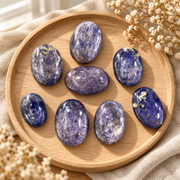 Pierre de palmier en Iolite polie de 5-6 cm, cristal violet, pierre de poche pour la méditation, collection, décoration intérieure et cadeau en cristal
