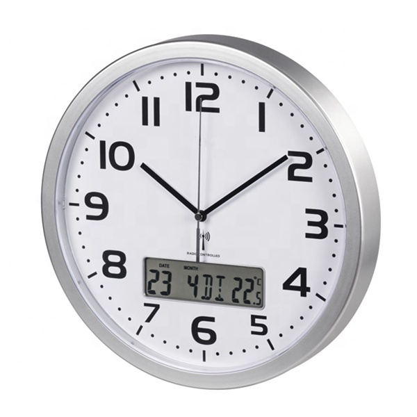 LCD Calendar Wall Clock Digital Wall Clock with Date and Temperature Display