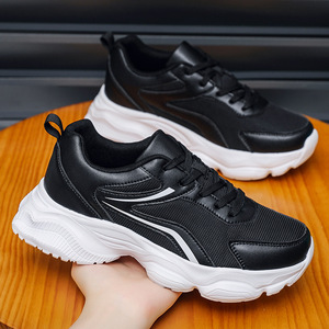 Zapatillas Deportivas con Plataforma y Costuras Blancas y Negras, Ligeras, Transpirables, Antideslizantes, con Suela Gruesa para Uso Diario - Product Image 4