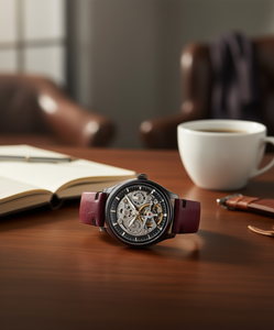 Vince Camuto Bracelet de montre en cuir véritable bordeaux pour homme 20 mm pour Apple Watch 42 mm 44 mm 45 mm Style Premium - Product Image 2