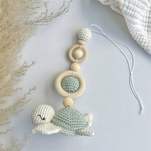 Offre Spéciale tortue ensemble en bleu avec poussette chaîne anneau de dentition hochet pendentif pour bébé siège bébé saisir jouet cadeau de <span class=keywords><strong>naissance</strong></span> jouet en bois - Product Image 5