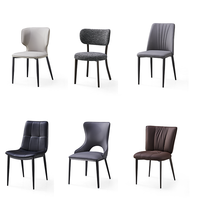 Chaise de salle à manger de style nordique moderne et luxueuse avec structure en métal et revêtement en cuir pour la maison, l'appartement, le bar, l'hôtel, le restaurant