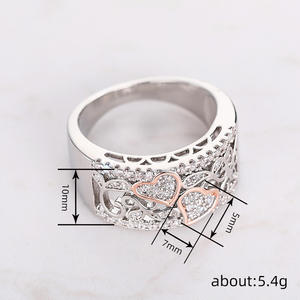 T0687 Anello da Donna in Oro Bianco con Diamanti Naturali Taglio a Cuore, Fede di Fidanzamento, Colore G - Product Image 4