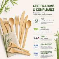 Ensemble de couverts jetables en bambou biodégradable et écologique (couteau, fourchette, cuillère) – Vente en gros pour restaurants, plats à emporter et fêtes