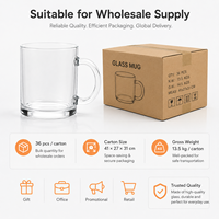 Tasse à café en verre transparent de 11 oz, imprimable par transfert thermique, pour impression de marque personnalisée, salons professionnels et impression graphique intégrale
