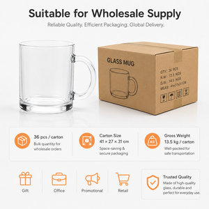 Vaso de Café de Vidrio Transparente de 11 oz, Imprimible por Transferencia Térmica, para Impresión de Marca Personalizada, Ferias Comerciales y Gráficos Envolventes Completos - Product Image 6