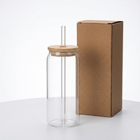 Mug à café en borosilicate de Noël en gros avec couvercle en bambou et paille – Cadeau de café pour les fêtes, sans plomb, sans BPA, compatible micro-ondes