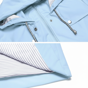 Gabardina larga impermeable con capucha para mujer, chaqueta de viaje cortavientos para todas las estaciones. - Product Image 1