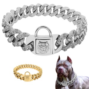 Collier pour animaux de compagnie en or, best-seller, chaîne cubaine 18K 32 mm, collier robuste pour petits chiens, pitbull américain, berger allemand - Product Image 4