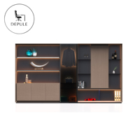 Escritorio Ejecutivo Moderno y Minimalista con Gabinete Trasero, Librero de Madera, Archivador y Mueble para Almacenamiento de Documentos Financieros