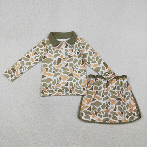 Conjuntos de ropa para hermanas, niñas, con estampado de camuflaje del sur, suéter con cremallera, falda y pantalones cortos - Product Image 2