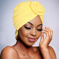 Turban personnalisé tendance avec logo, style indien, couleur unie, prêt pour les fêtes et la plage, ajustement réglable