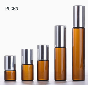 Auf Lager: 1ml/2ml/3ml/5ml/10ml/15ml Transparente Bernsteinfarbene Roll-on Glasflasche mit Schwarzem, Silbernem oder Goldenem Verschluss für Hautpflege-Serum und Gesichtscreme - Product Image 2