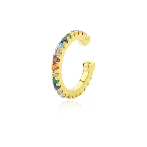 Fancy Unique Huggie Hoop Earrings Cz Mix Color Earrings Rainbow Multi Color Non-Pierced Cartilage Earrings