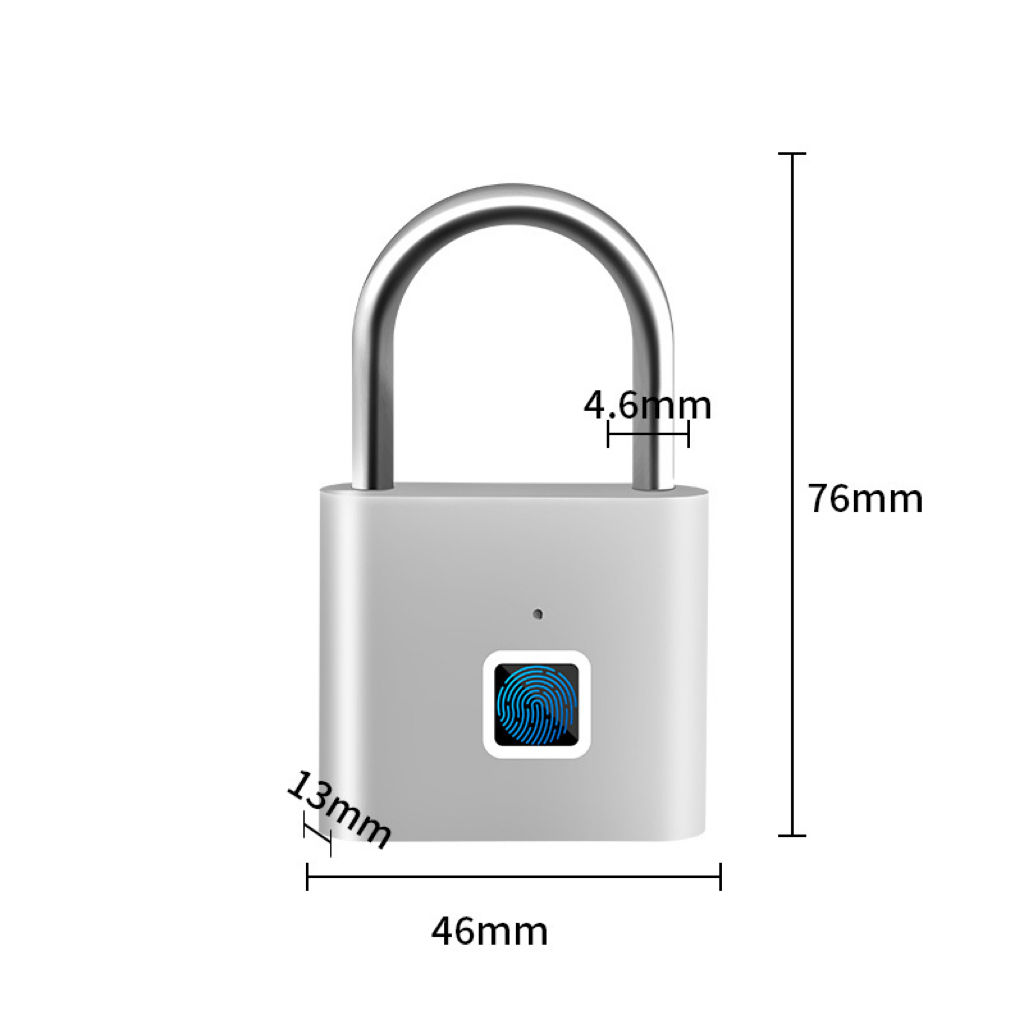 Square silver fingerprint padlock