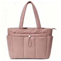 Sac à bandoulière en velours côtelé polyester, grand sac fourre-tout pour ordinateur portable 15 pouces, doux, matelassé, imperméable, léger, avec fermeture éclair, pour voyage et travail