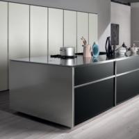 Armoire de cuisine moderne personnalisée en acier inoxydable noir tenture murale en aluminium étanche avec traitement de surface de panneau de porte en acrylique