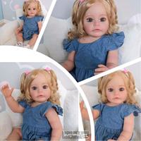 Poupées Reborn en vinyle de 22 pouces (55 cm) avec cheveux bouclés mi-longs, faites à la main, jouet DIY pour filles et garçons LOL